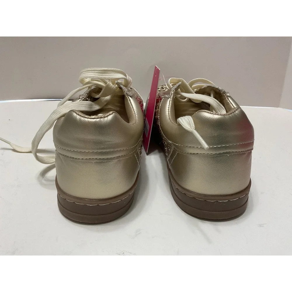Rampage Gisela Gold Metallic Braided Lace Up Fashion Sneakers Womens Size 7 NEW